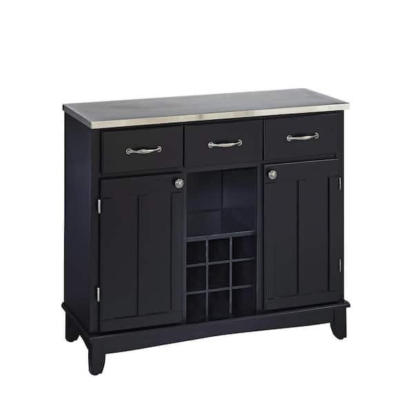 HOMESTYLES Black and Stainless Steel Buffet with Storage