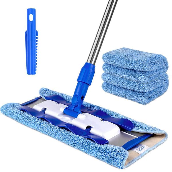 16.54 in. Microfiber Mop Stainless Steel Telescopic Handle for Hardwood, Laminate, Tile Floor Cleaning (1-Pack)