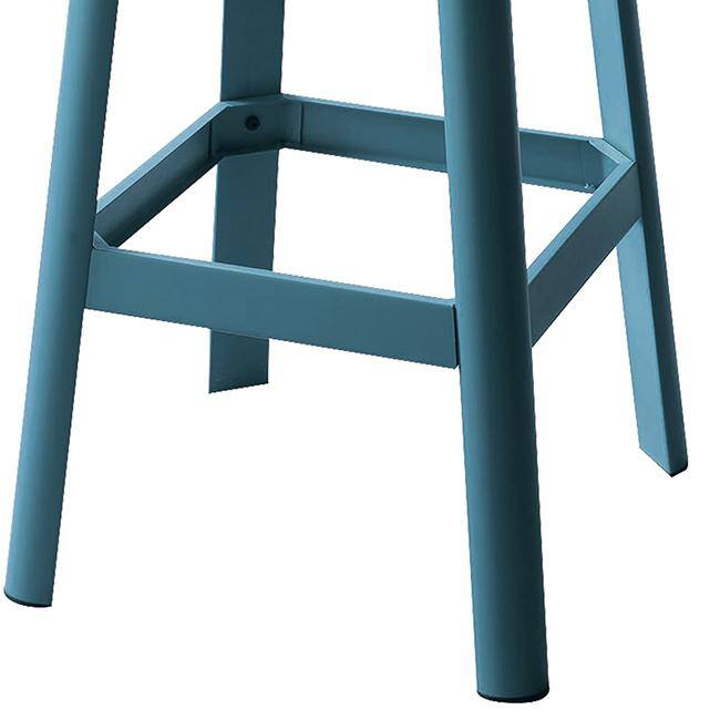 Natural Pine and Teal Metal Backless Bar Stool