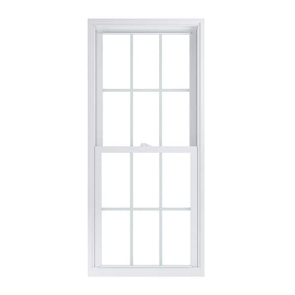 American Craftsman 27.75 in. x 61.25 in. 70 Pro Series Low-E Argon PS Glass Double Hung White Vinyl Repl Window with Grids, Screen Incl