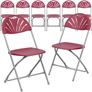 Burgundy Metal Folding Chair (Set of 8)