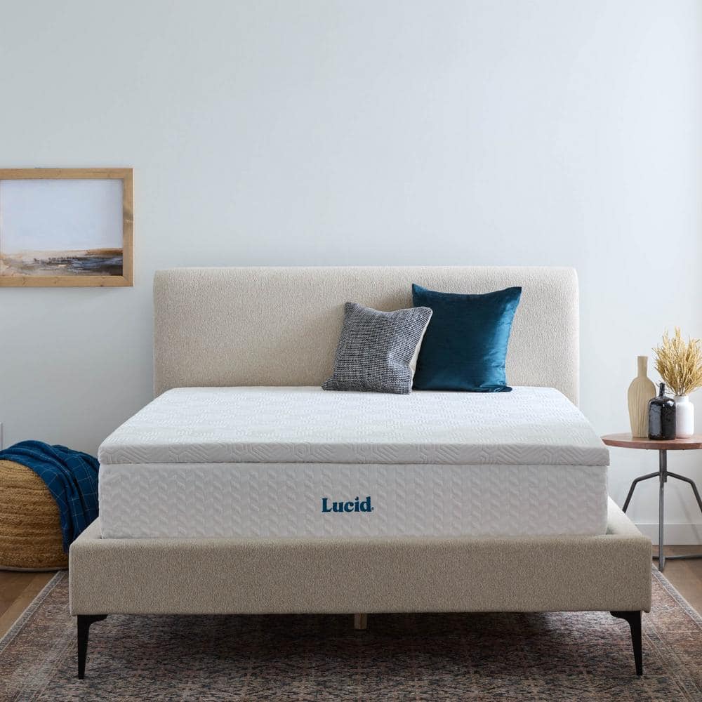 Lucid Comfort Collection 2 in. King Lavender and Gel Memory Foam ...