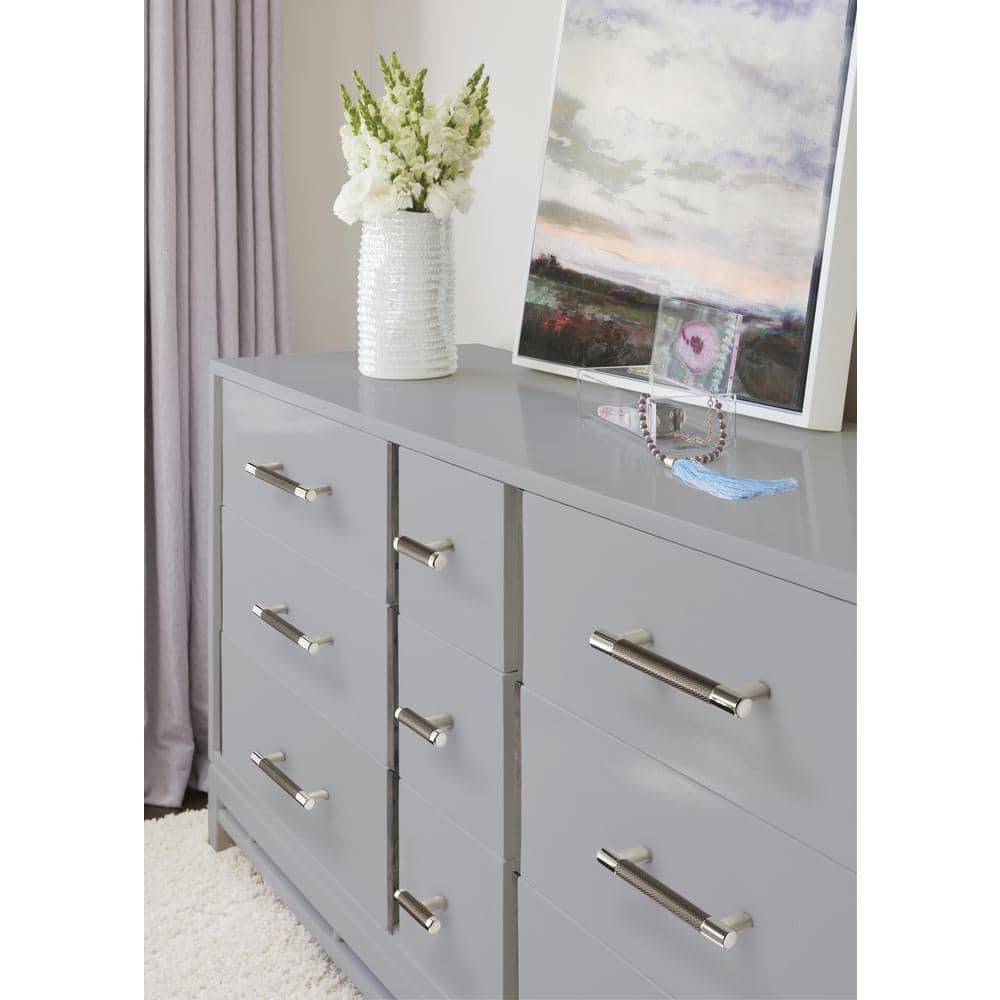 Polished Nickel and Gunmetal T-Handle Cabinet Knob