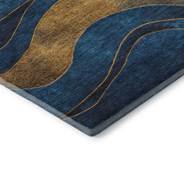 Mayfield Premium Machine Washable Abstract AMF1892 Blue 3 ft. x 4 ft. Area Rug