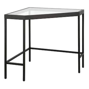 Alexis 42 in. Blackened Bronze Corner Writing Desk with Glass Top