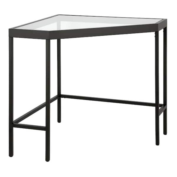 MEYER&CROSS Alexis 42 in. Blackened Bronze Corner Writing Desk with Glass Top