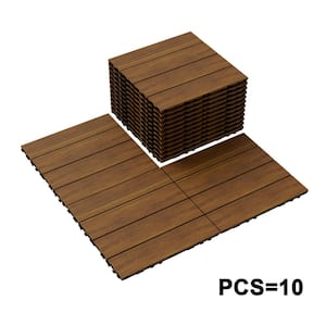 1 ft. x 1 ft. Quick Deck Tile Outdoor Solid Pine Wood Deck Tile Primed in Natural Grain (10 sq. ft. Per Box)