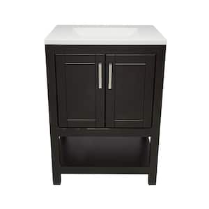 Taos 25 in. W x 19. in D. x 36 in. H Bath Vanity in Espresso with White Cultured Marble Top