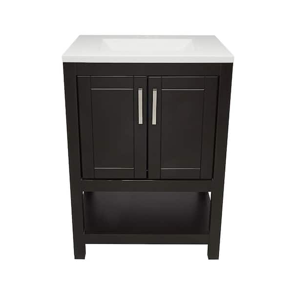 Ella Taos 25 in. W x 19. in D. x 36 in. H Bath Vanity in Espresso with White Cultured Marble Top