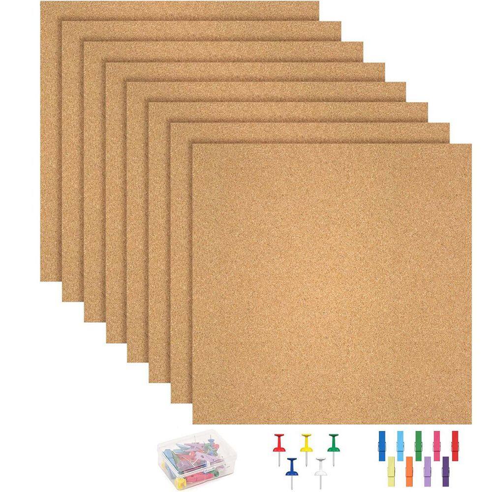 Afoxsos 8-Pack Adhesive Cork Board Tiles Decorative Squares for Office ...