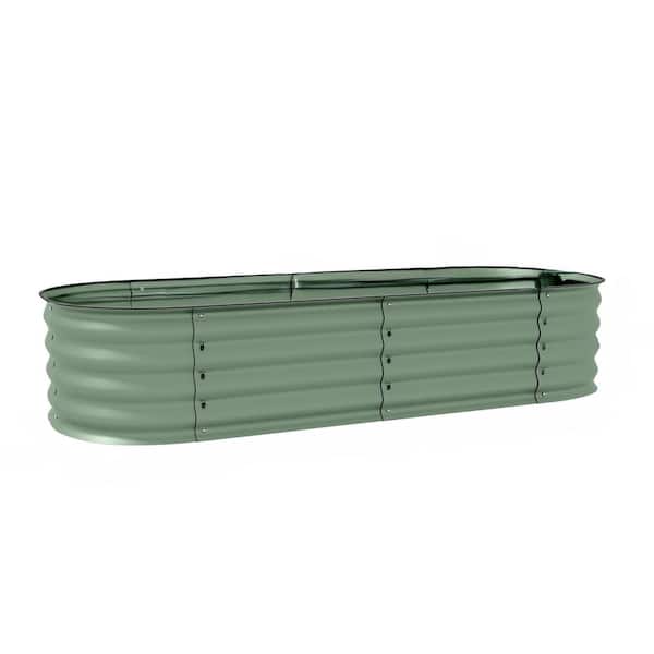 Oyezvary 59 in. Green Steel Rectangular Outdoor Planter Raised Beds with Safety Edging for Gardening Vegetables Flowers Herbs