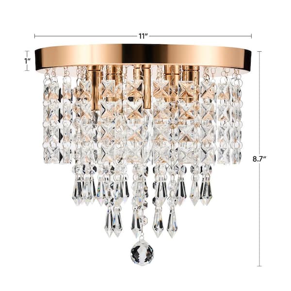 Merra 11 in. 5-Light Gold Flush Mount Chandelier with K9 Crystals