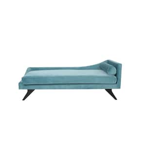 Modern Green Polyester Right Arm Chaise Lounge With Lumbar Pillow For Living Room