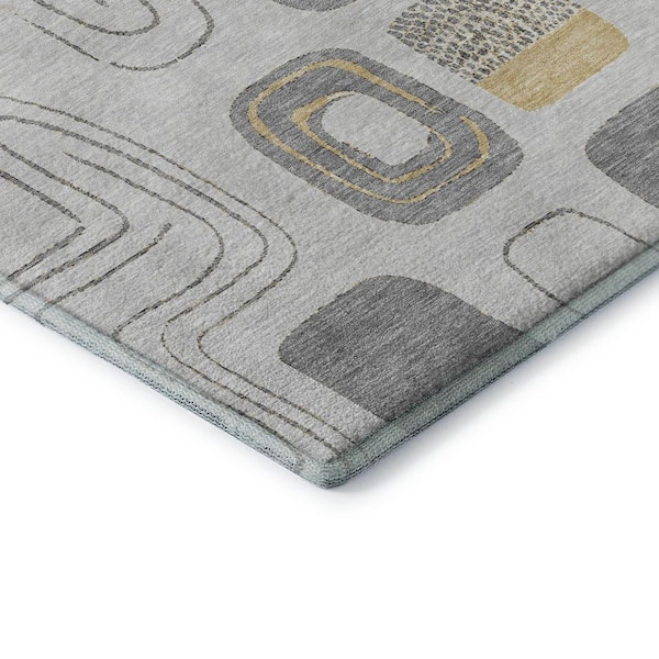 Mayfield Premium Machine Washable Abstract AMF1670 Gray 5 ft. x 7 ft. 6 in. Area Rug
