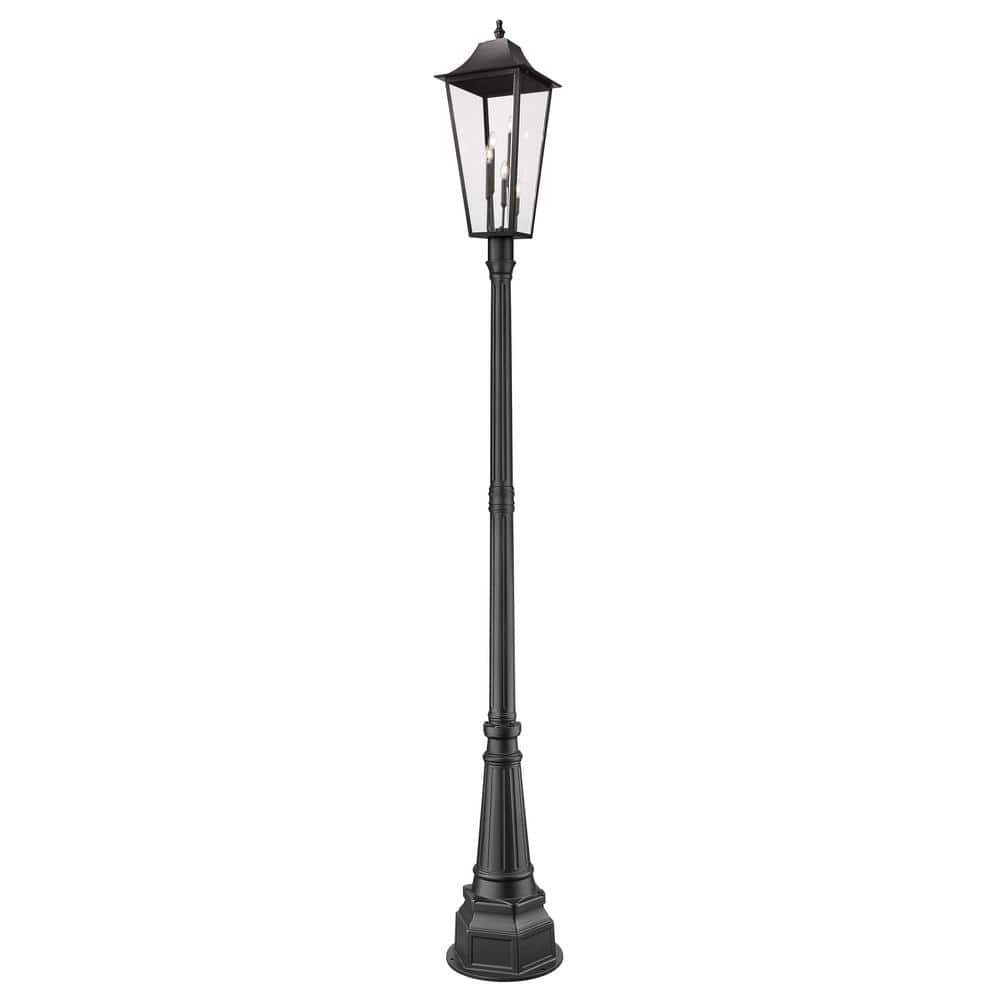 Gannon 3-Light Black Stainless Steel Hardwired Outdoor Marine Grade Post Li