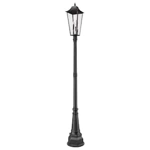 Gannon 3-Light Black Stainless Steel Hardwired Outdoor Marine Grade Post Light Set with no bulbs included