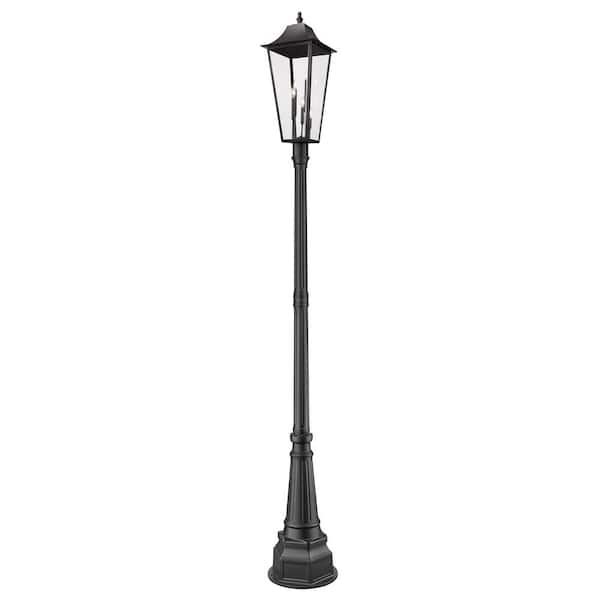 Filament Design Gannon 3-Light Black Stainless Steel Hardwired Outdoor Marine Grade Post Light Set with no bulbs included