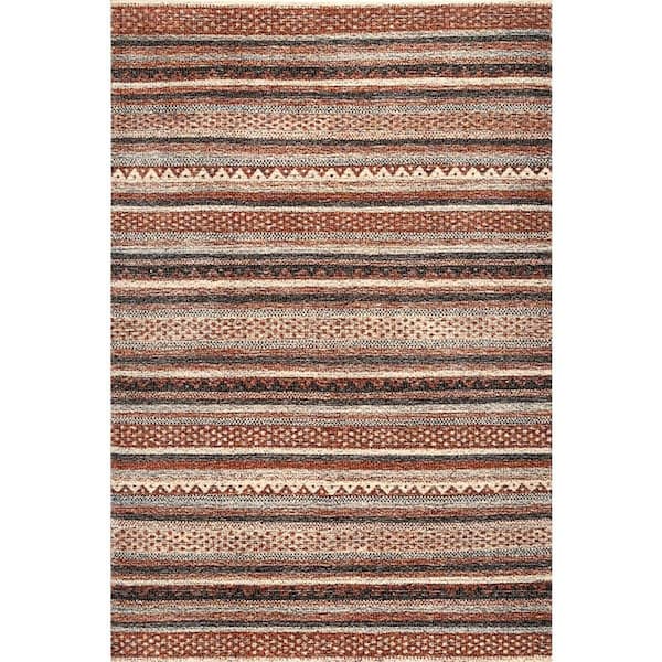 nuLOOM Laverne Soutwestern Striped Brown 7 ft. x 9 ft. Area Rug KSRS03A ...