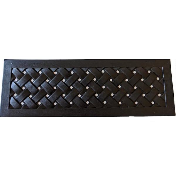 Braided Black 30 in. x 9 in. Rubber Stair Tread Cover- Set of 6