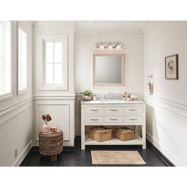 Independence 24 in. 3-Light Chrome Traditional Bathroom Vanity Light with Frosted Glass Shade