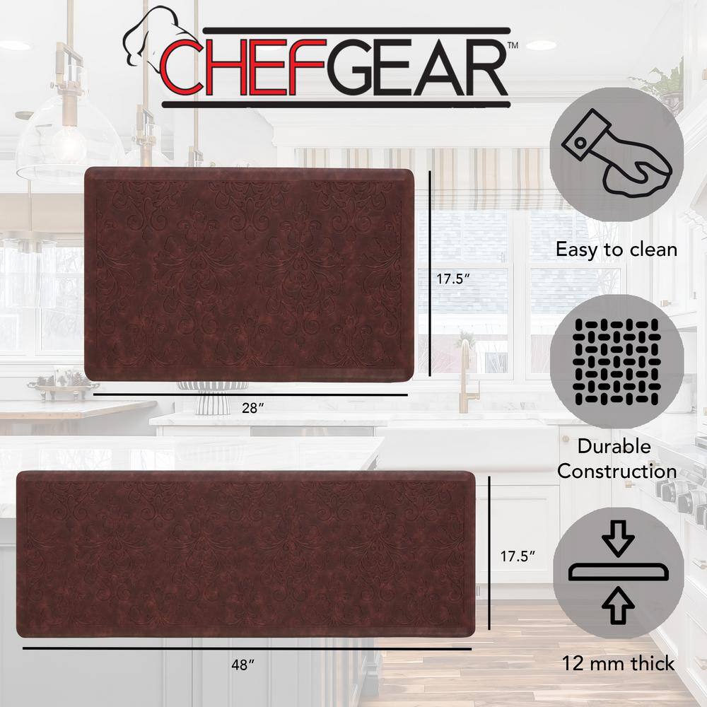 Marni Red Embossed Anti-Fatigue Kitchen Mat Set