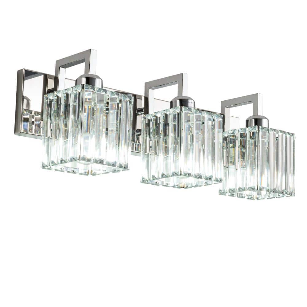 20.47 in.3-Light Clear Glass Chrome Modern Crystal Vanity Lighting Suitable for Bathroom price history on PriceWatchPro
