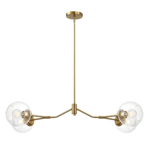 4 Light Gold Branch, Candle, Tubed Shape Chandelier for Living Room, Bedroom, Dining Room with No Bulb(s) Included