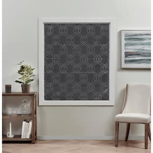 Prague Trellis Grey Cordless Total Blackout Polyester Roman Shade 27 in. W x 64 in. L