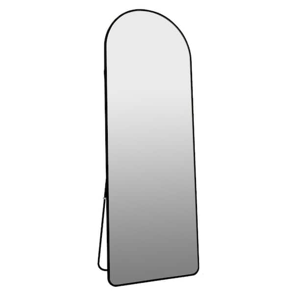 Unbranded 23.20 in. W x 64.90 in. H Modern Metal Frame Arched Black Full Length Decorative Mirror