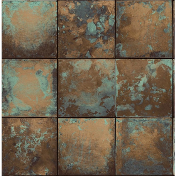 NuWallpaper Metal Sheet Brown Metallic Vinyl Peel and Stick Wallpaper Sample