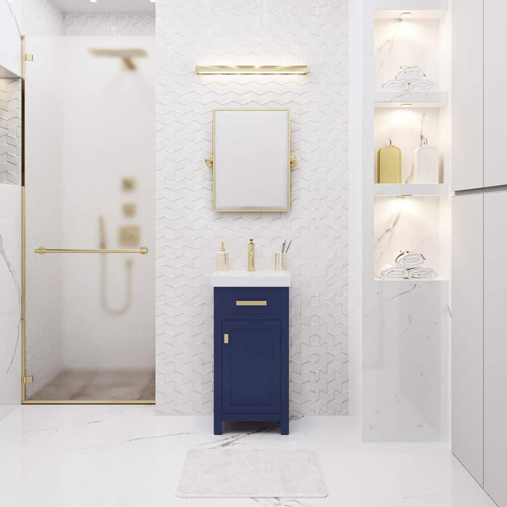 MIA 18 in. W Bath Vanity in Monarch Blue Finish with Ceramics Integrated Vanity Top with White Basin price history on PriceWatchPro