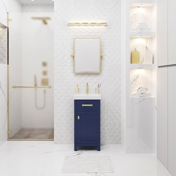 MIA 18 in. W Bath Vanity in Monarch Blue Finish with Ceramics Integrated Vanity Top with White Basin