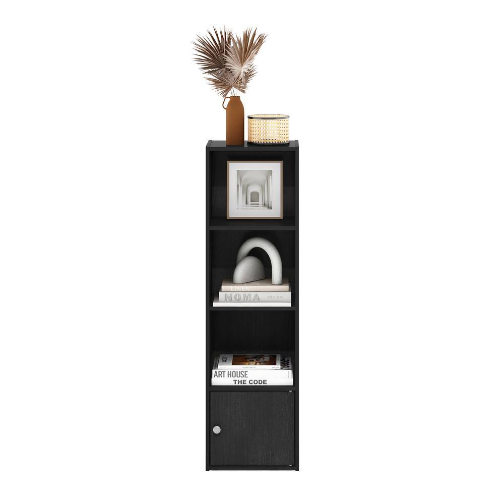 Blackwood 4-Tier Shelf Bookcase with Door Storage Cabinet