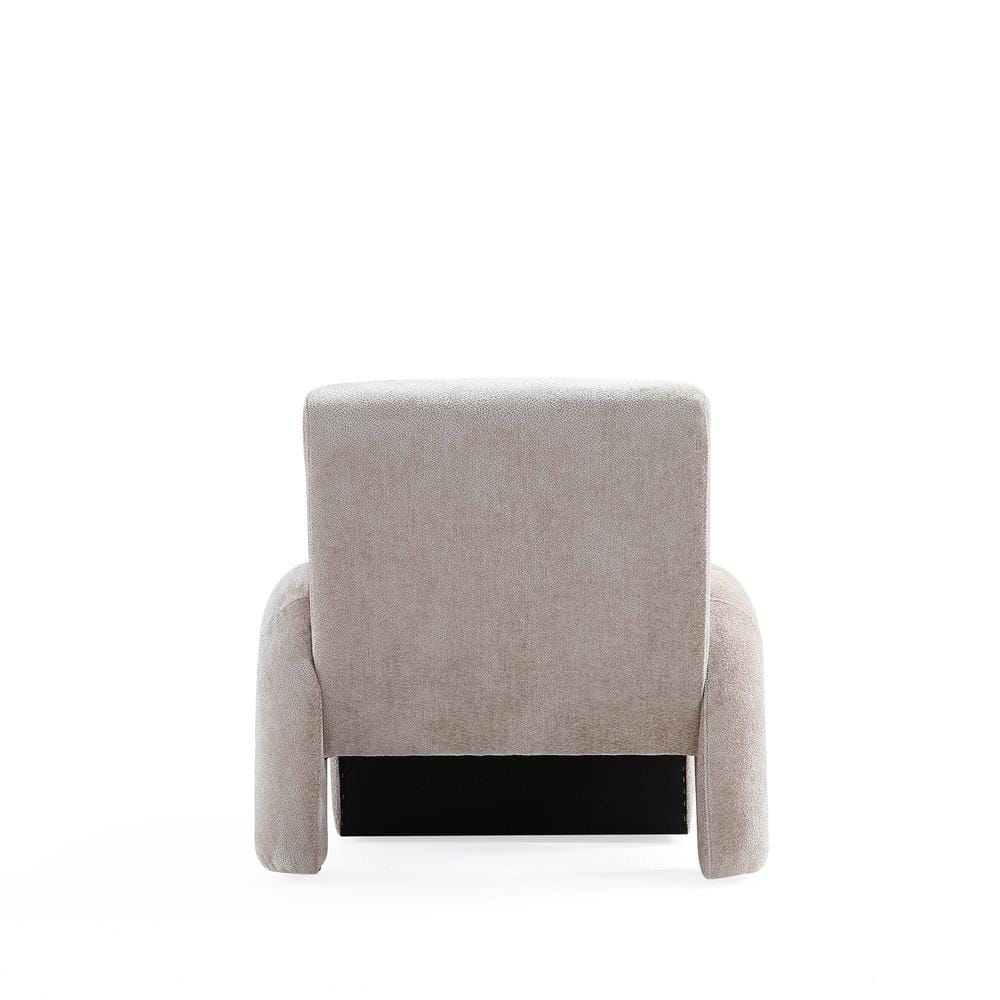 Beige Chenille Upholstered Accent Chairs with Pine Wood Base, Set of 2