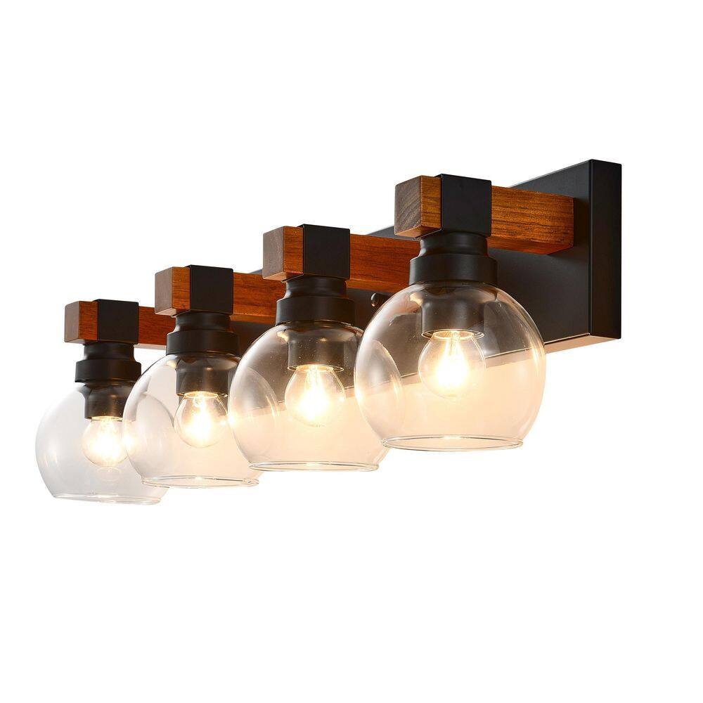27.6 in. 4 Light Black Vanity Light with Clear Glass Shade Bathroom Light Fixture for Hallway Living Room price history on PriceWatchPro