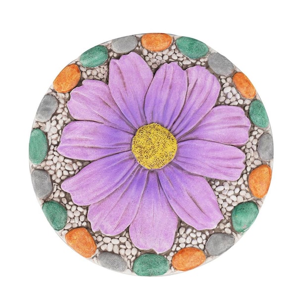 Justincity 10 in. x 10 in. x 0.75 in. Round Natural Stone Smooth Decorative Stone Box Stepping Stone 1-Piece 0.52 Sq. Ft.