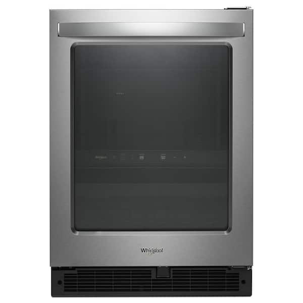 Whirlpool 24 in. Dual Zone 14-Bottle Wine Cooler and Beverage Center in Stainless Steel