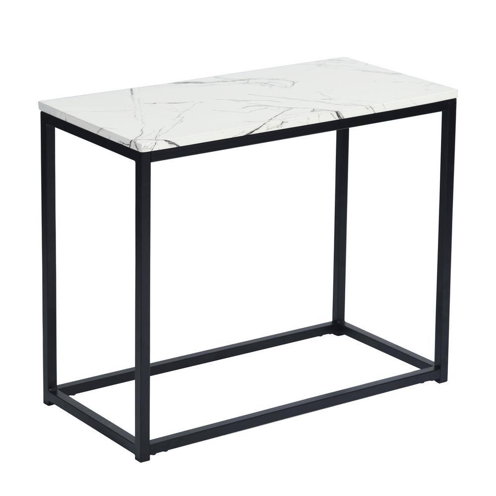 Homy Casa Adria 28 in. Rectangular White Faux Marble Table Top End