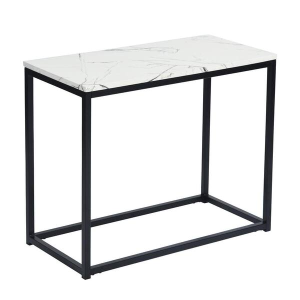 Homy Casa Adria 28 in. Rectangular White Faux Marble Table Top End