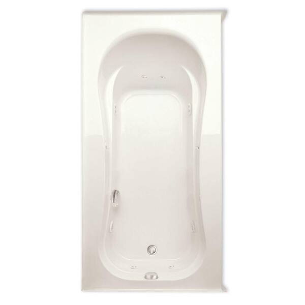 Aquatic Vecelli 72 in. Acrylic Left Drain Rectangular Alcove Whirlpool Bathtub with Heater in Biscuit