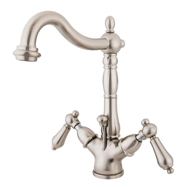 Kingston Brass Heritage Single Hole 2-Handle Bathroom Faucet in Brushed Nickel