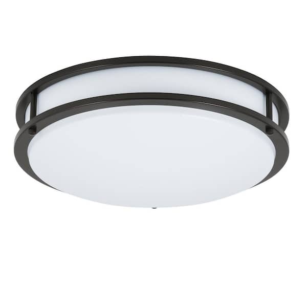 EnviroLite 16 in. Minimalist Oil Rubbed Bronze Selectable CCT Integrated LED Flush Mount for Kitchens