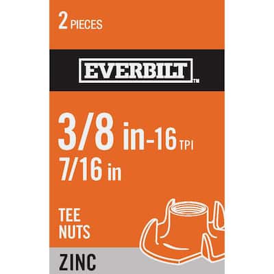 3/8 in.-16 Zinc Plated Tee Nut (2-Pack)