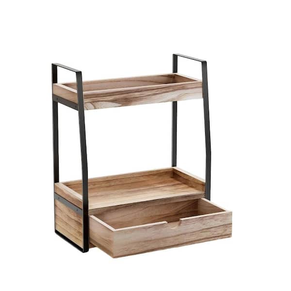 13.1 in. W 15.7 in. H x 6.8 in. D 2-Tier Bathroom Sink Organizer Countertop, Vanity, Counter Shelf in Brown