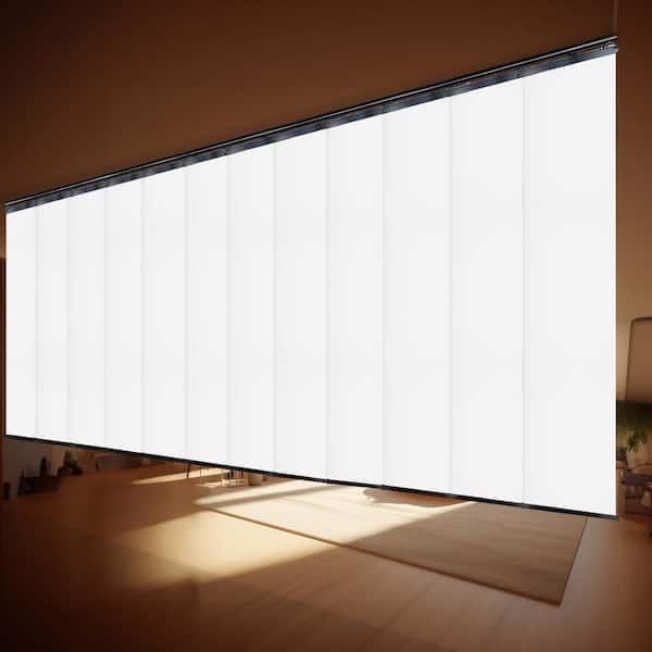 EMOH Alabaster 140 in. - 260 in. W x 116 in. L Adjustable 12-Panel Black Double Rail Panel Track with 23.5 in. Slates
