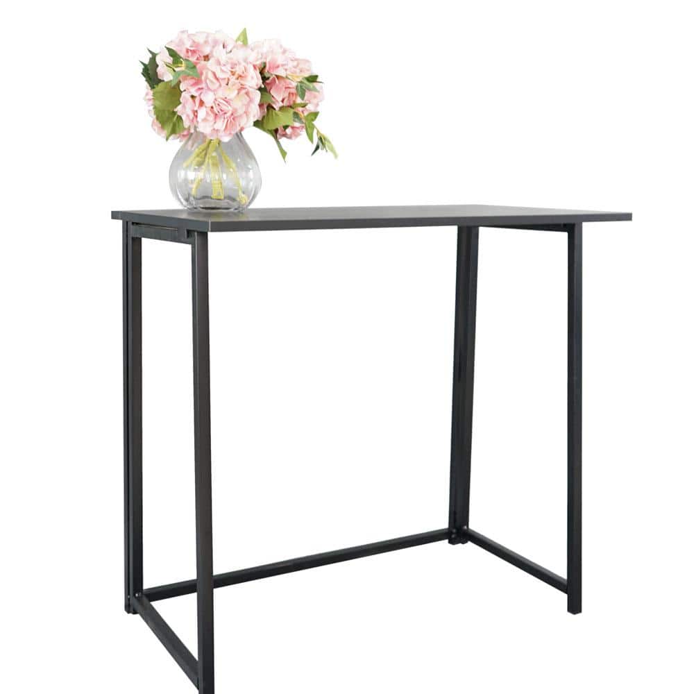 Black Wood Foldable Rectangular Computer Desk