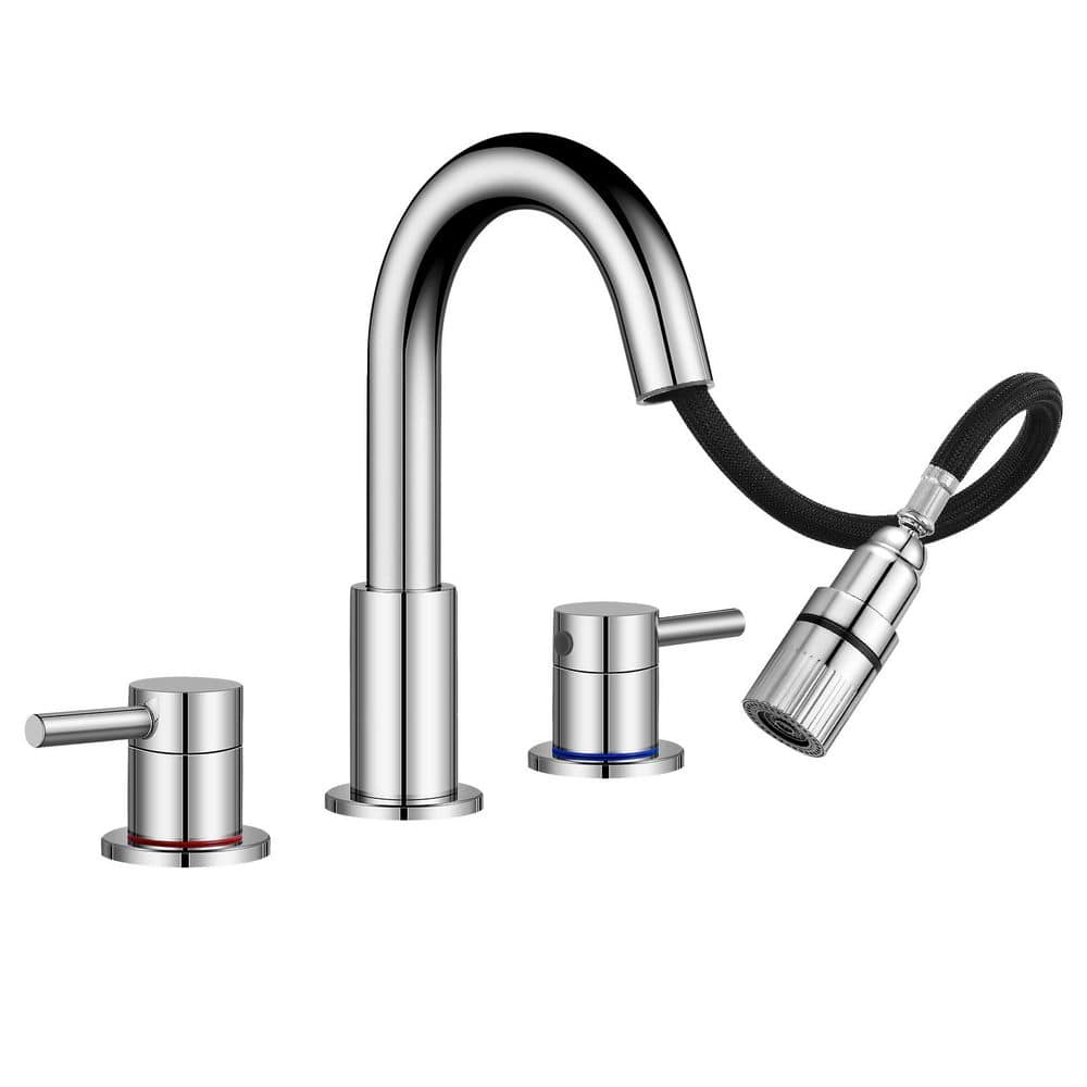 2-Handles 8 in. Widespread High Arc Bathroom Faucet with 360° Swivel Spout in Polished Chrome price history on PriceWatchPro