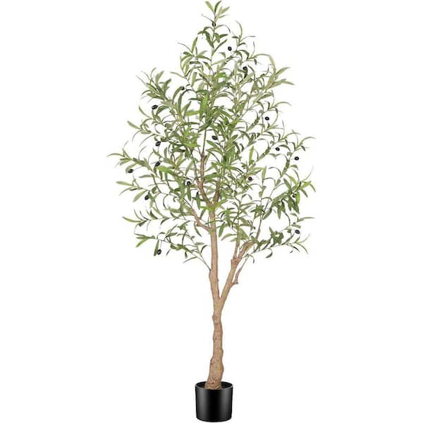 5 ft. Artificial Olive Tree in Pot with Realistic Leaves and