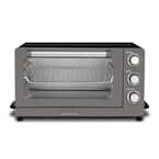 1500 W 6-Slice Black Stainless Steel Convection Toaster Oven with Broiler