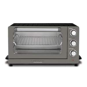 1500 W 6-Slice Black Stainless Steel Convection Toaster Oven with Broiler